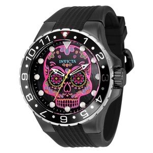 Invicta Aviator Dia Del Los Muertos Black and Pink
